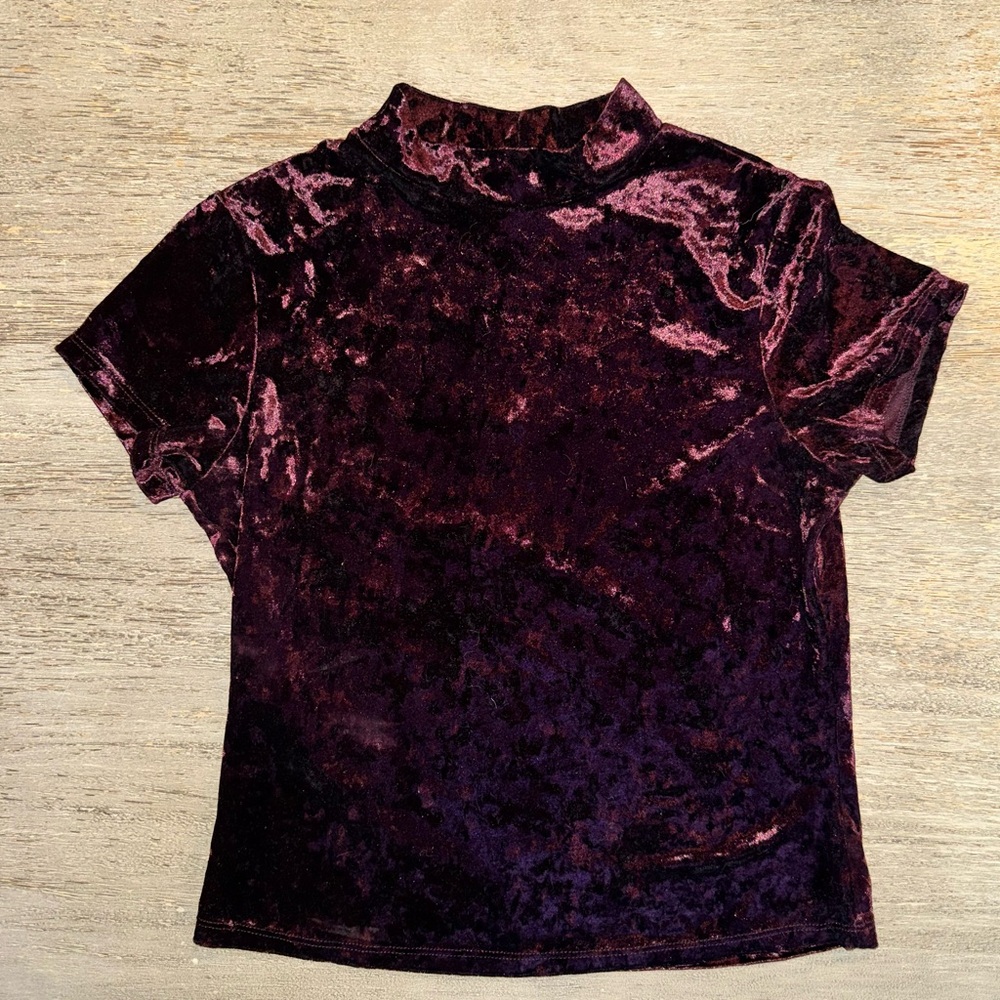 🌸Forever 21 Velvet Short Sleeve Top in Deep Purple